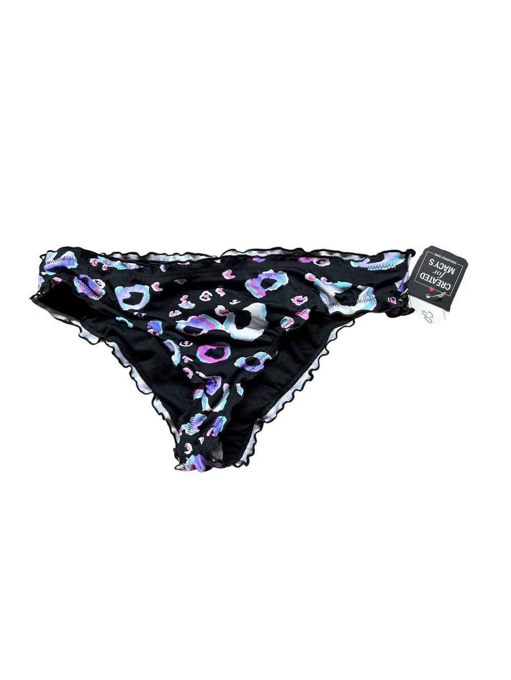 Salt & Cove Womens Bikini Swimsuit Bottom M Black Multicolor Animal Instinct